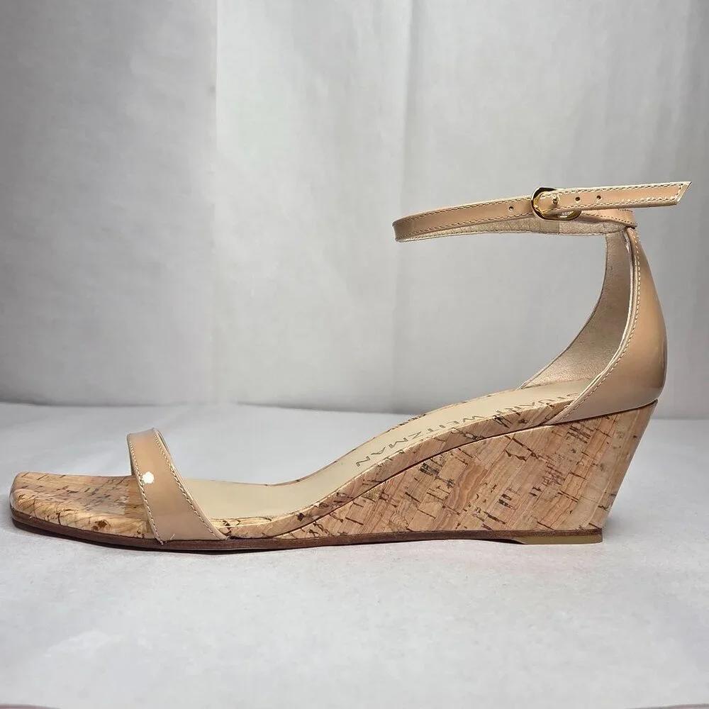 NWT Stuart Weitzman Women's Nudistcurve 50 Wedge Sandles Cork